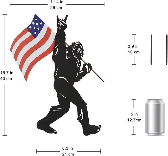 TT & MM Christmas Big Foot Sasquatch Gifts for Men/Women,Bigfoot Yard Decor Metal Garden Stakes,Patriotic Decorations Outdoor Bigfoot Silhouette Statues for Yard Art,Patio,Lawn