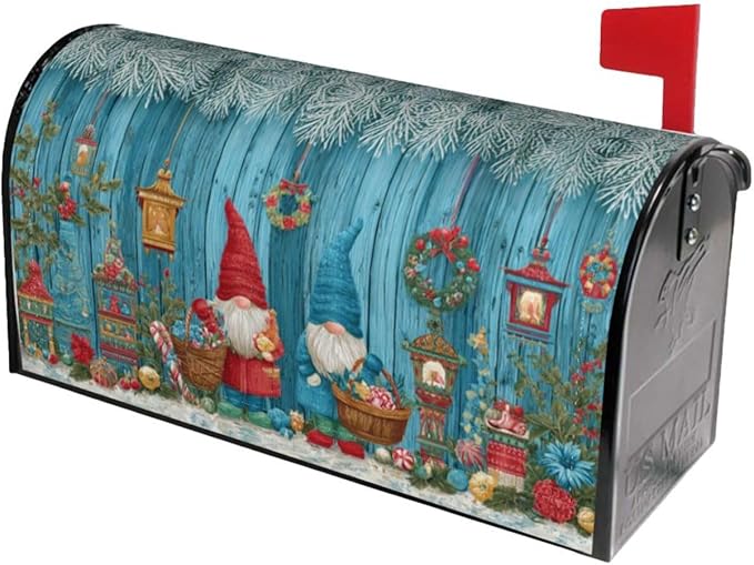 Christmas Gnomes Mailbox Covers Magnetic Letterbox Covers 21x18 Inch for Garden Outdoor Decoration