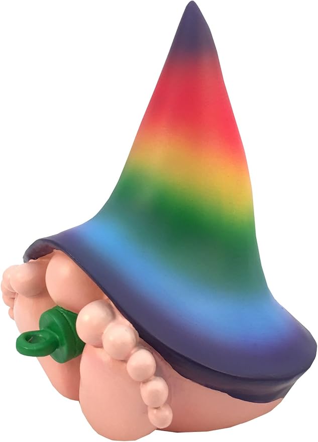 GlitZGlam Giant Baby Gnome for Your Enchanted Gnome and Fairy Garden (6 Inches Tall) (Rainbow)