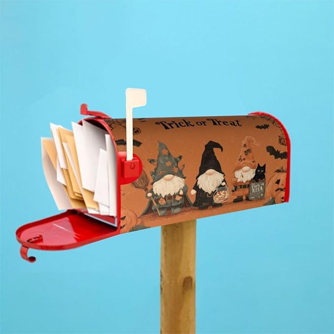 Mailbox Covers Gnomes Halloween Pumpkin Gnomes Halloween Pumpkin Magnetic Letter Post Box Cover Standard Size 25.5 x 21 Inch Garden Yard Home Decorative