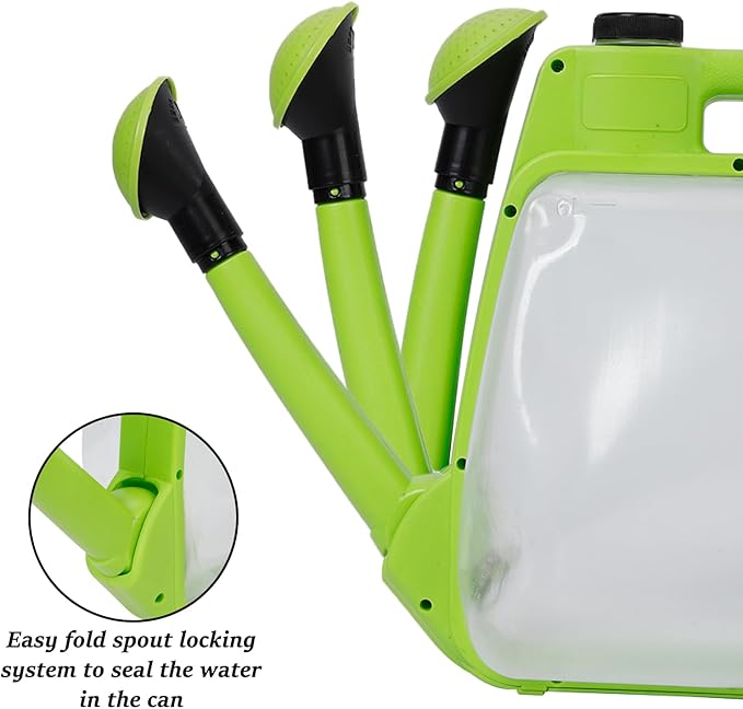 6L Foldable Clear Plastic Watering Can with Rotating Nozzle Long Spout Ideal for Indoor and Outdoor Gardening - Green