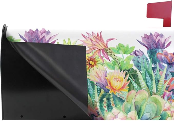 ALAZA WOOR Blooming Cactus Succulents and Flowers Magnetic Mailbox Cover MailWraps Garden Yard Home Decor for Outside Standard Size-18"x 20.8"