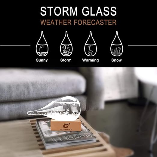 Storm Glass Weather Predictor,Christmas Snow Globe Storm Glass Barometer Weather Predictor, Home and Office Decorative Glass Bottles, Christmas Unique Gifts for Her