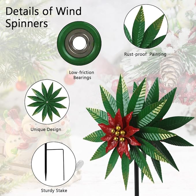Wind Spinners Outdoor,Kinetic Wind Sculptures & Spinner 57.9 Inches Metal Windmill Christmas Outdoor Decor for Patio,Lawn & Garden