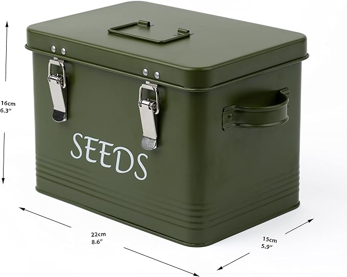 Seed Storage Box Garden Seed Packet Storage Organizer Seed box with dividers, Comes with 10 Seed envelopes, 10 Plant Labels