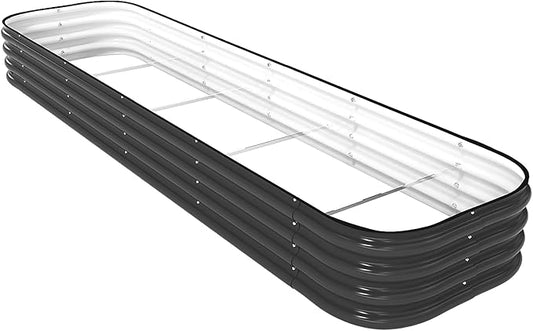 DaisyVibe Raised Garden Bed Kit, Planter Raised Garden Boxes Outdoor, Oval Large Metal Raised Garden Beds for Vegetables Flowers (Gray, 8ftx2ftx1ft)