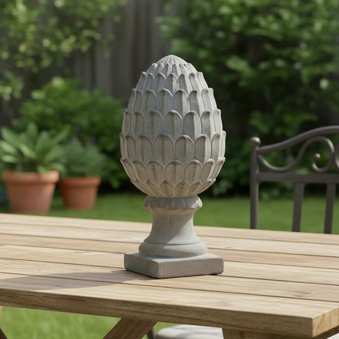 Urban Trends Cement Artichoke Figurine on Base with Concrete Finish, Decorative Sculptural Accent in Gray