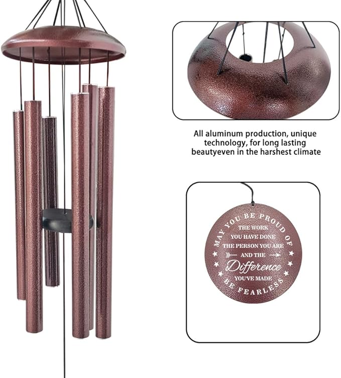 Personalized Wind Chimes Retirement, 2025 Retirement Gifts, Celebrate Retire for Woman/Man, Large Customized Metal Wind Chimes Deep Tone 36inch, Large Metal Decor (Produced in USA)