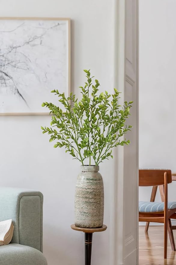 Artificial Eucalyptus Stems 26.7" Fake Green Leaf Branches for Floral Arrangements, Faux Plant Farmhouse Decor, Home Wedding Decorations Green