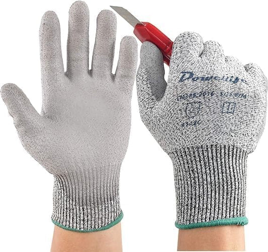 Dowellife Level 5 Cut Resistant Work Gloves for Men and Women, PU Coated Breathable Gardening Gloves, Thin Flexible and Firm Grip for Mechanics and Fishing (X-Large, Grey)