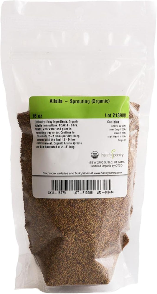 Handy Pantry Organic Alfalfa Seeds for Sprouting 1 lb – Microgreens and Sprout Seeds