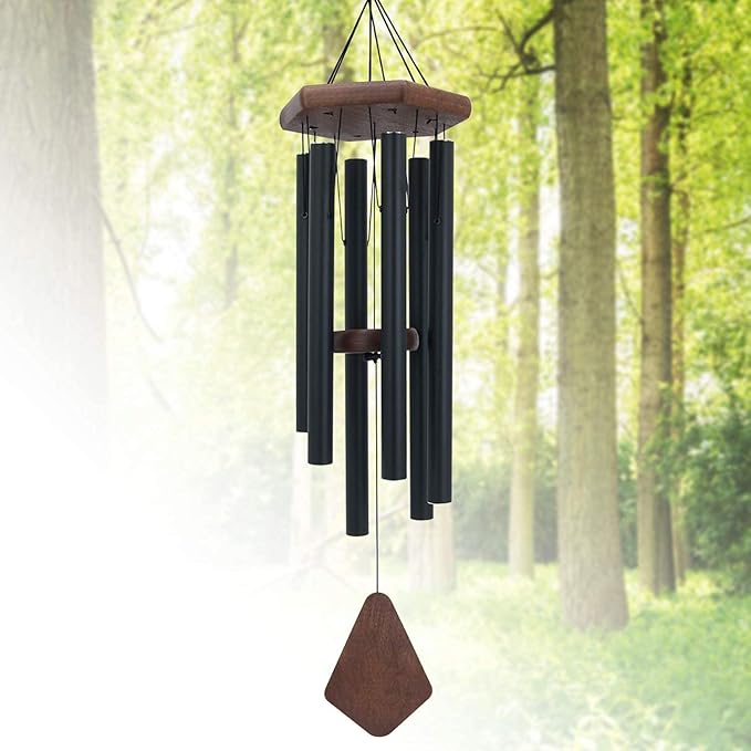 ASTARIN Wind Chimes for Outside, 30" Black Aluminium Wind Chime with Wind Catcher, Outdoor Garden Patio Decoration Windchimes, Classic Zen Gift for Men and Women