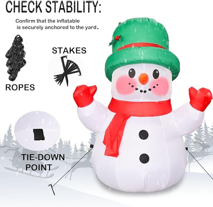 4ft Christmas Inflatables Snowman Outdoor Decorations, Blow up Snow Man Yard Decor Built-in Bright LED Light Wear Magic Hat, Holiday for Garden Patio Lawn Party Xmas Gifts (4ft Snowman)