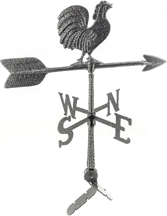 Montague Metal Products - Weathervane - Cast Aluminum Weathervane -Includes Roof Mount - 6 Colors Available (Rooster, Swedish Iron)
