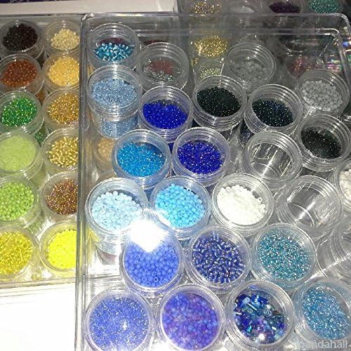FASHEWELRY 30pcs Diamond Painting Jars 1x1” Small Screw cap containers for Seed beads, 5D Embroidery diamond drill, Nail art and Glitter, Crafts & Sewing