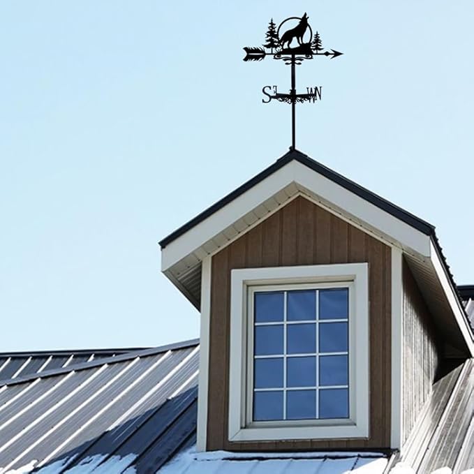 SUPERDANT Wolf Weather Vane Animals Wind Vanes for Yard Metal Weathervane Roof Mount for Gardens Outside Black Weathervanes Farmhouse Farm Barn Sheds Patio Decorations Gift