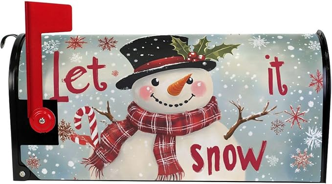 ALAZA Let it Snow Winter Snowman Magnetic Mailbox Cover MailWraps Garden Yard Home Decor for Outside Oversized-25.5" x20.8"