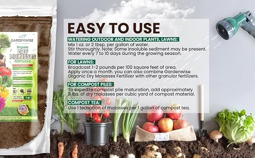 Organic Molasses for Plants - Horticultural Molasses - Ideal for Traditional & Hydroponic Gardening, for Indoor & Outdoor Plants (1 Quart)