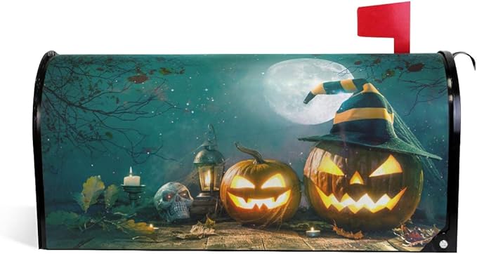 WOOR Halloween Pumpkin Magnetic Mailbox Cover Oversized for Garden Yard Outdoor Decorations-20.8" x 25.5"