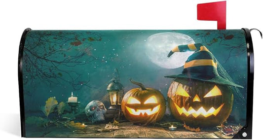 WOOR Halloween Pumpkin Magnetic Mailbox Cover Oversized for Garden Yard Outdoor Decorations-20.8" x 25.5"