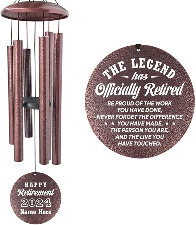 Personalized Retirement Wind Chime, Retirement Wind Chime for 2024, Happy Retirement Gifts for Teachers, Coworkers, Relax and Enjoy Happy Retirement, Never Forget The Changes You Made