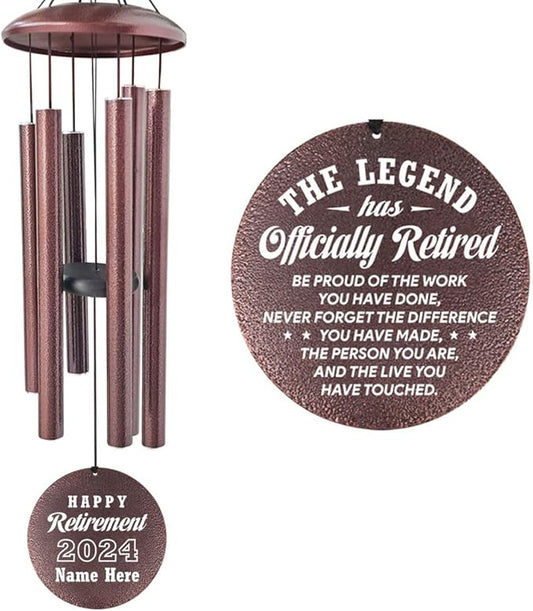 Personalized Retirement Wind Chime, Retirement Wind Chime for 2024, Happy Retirement Gifts for Teachers, Coworkers, Relax and Enjoy Happy Retirement, Never Forget The Changes You Made