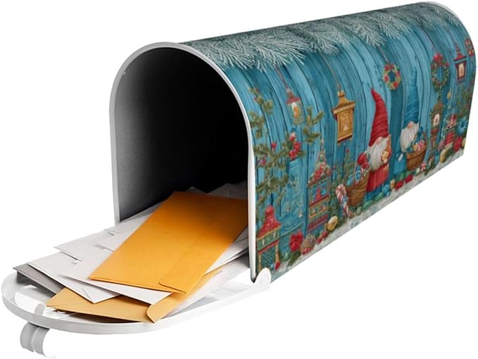 Christmas Gnomes Mailbox Covers Magnetic Letterbox Covers 21x18 Inch for Garden Outdoor Decoration