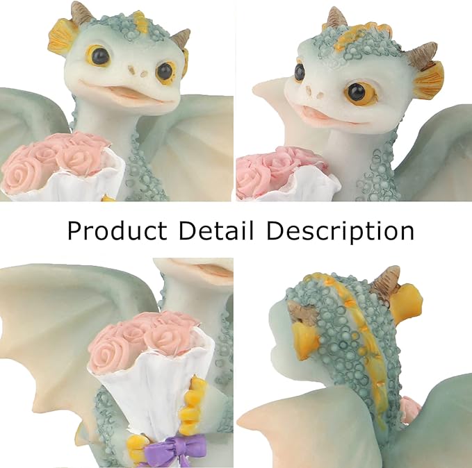 Mini Dragon Figurine, Resin Home Decor, Cute Ornaments, Lucky Animal Garden Statue for Micro Landscape