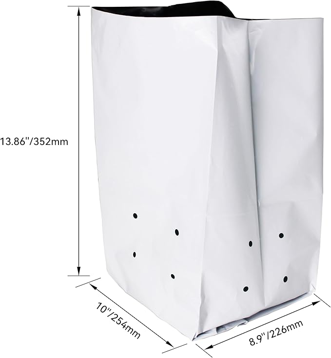 HFS(R Poly Grow Bag Planters Panda Film Black and White for Nursery Horticulture 7 Gallon - 25 PC