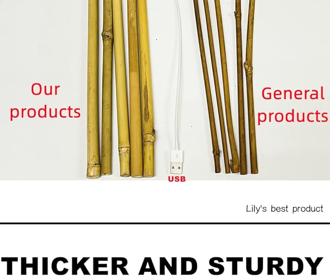 50 Pack 8ft Bamboo Plant Stakes for Wood Garden Sticks，Wooden Plant Supports，Bamboos，Bamboo Trellis，Crafts, More Size Choices 8"/12"/16"//2'/3'/4'/5'/6'/8'