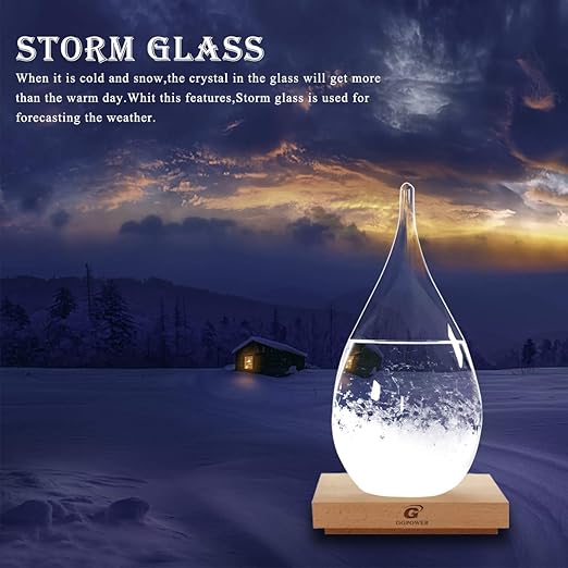 Storm Glass Weather Station, Weather Forecaster, Drop-Shaped Glass Barometer, Christmas Decorations Glasss Bottles for Home and Office,Scandinavian Style Decorative Weather Gifts