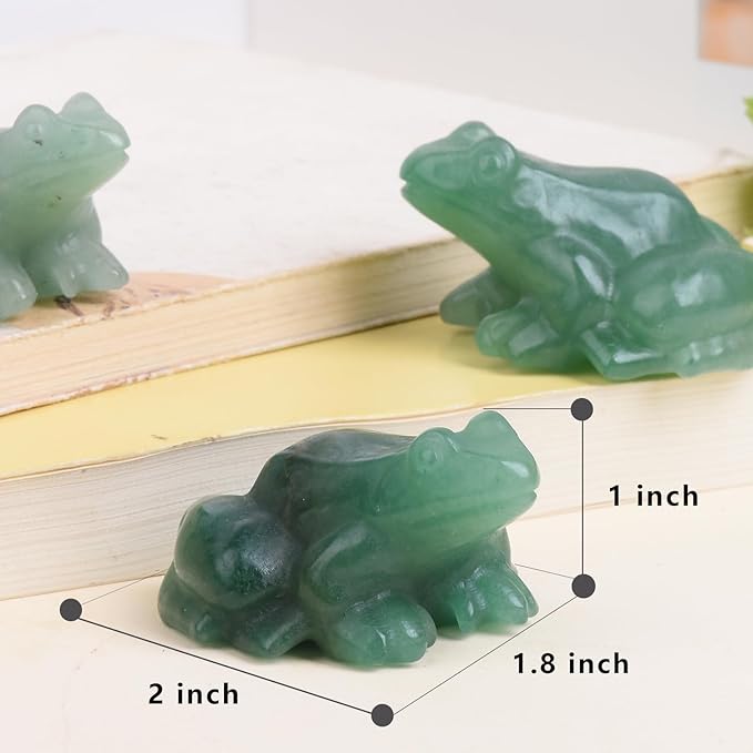 2 Inch Green Aventurine Frog Crystal Figurine，Frog Gifts Healing Crystal Decor，Frog Garden Statue Stone Energy Gemstones, in Bedroom Office Christmas Meditation Gifts Aquarium Decoration