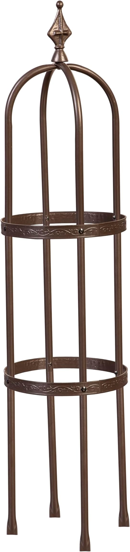 Evergreen Garden 5 ft Metal Garden Obelisk Trellis for Climbing Plants Vines, Clematis & Flowers | Outdoor & Indoor Plant Trellis for Potted Plants | Floral Pattern Arch Trellis (Bronze)