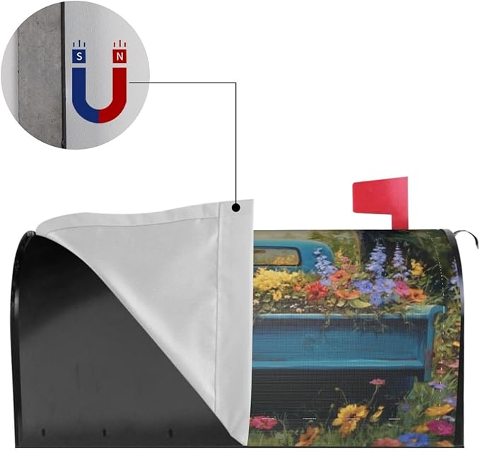 Spring Truck Mailbox Covers Magnetic Letterbox Covers 21x18 Inch for Garden Outdoor Decoration