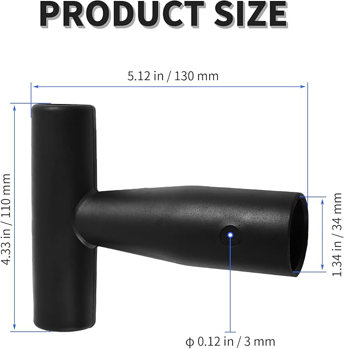 2 Pcs ID 1.34" Black Shovel T-Shaped Grip Handle,PVC Shovel T Straight Grip Handle,Plastic Spade Replacement Snow Removal Garden Accessorie Backyard Digging,5.12×4.33-in(H*T)