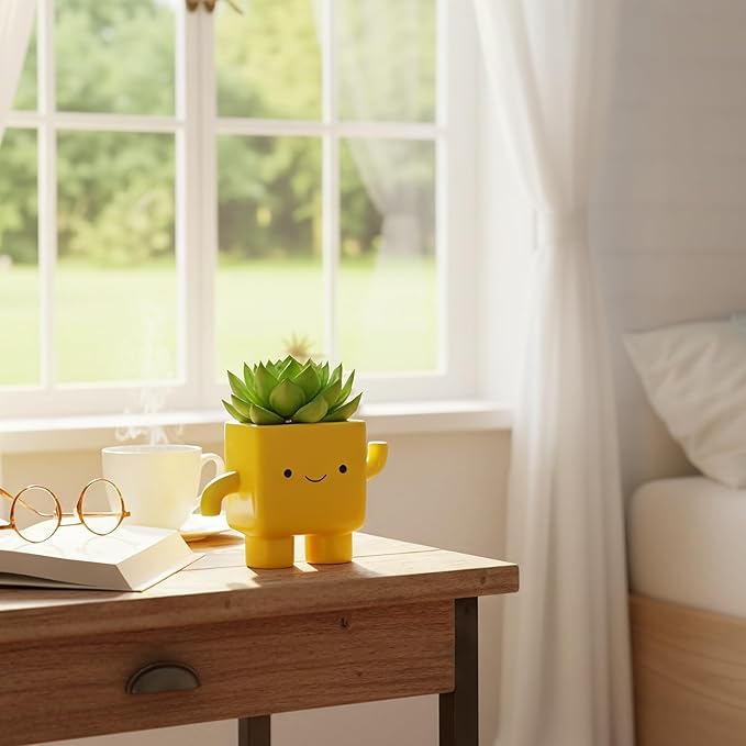 Happy Plants Planter Pot for Indoor Outdoor Decorative Pottery Planter Succulent Pots with Drainage Hole, Novelty Gift, Perfect for Any Occasion