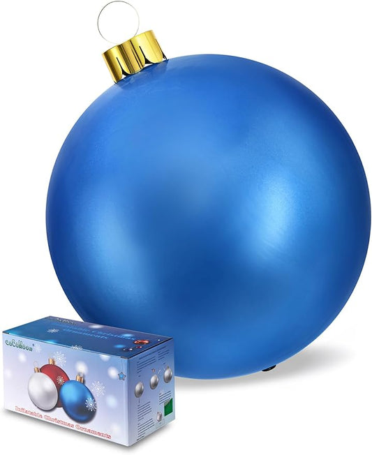 Inflatable Christmas Ornaments, 18" or 25" Oversized Outdoor Christmas Ball Ornaments, Holiday Yard Christmas Tree Decorations, Indoor and Outdoor Decoration Balls (18 inch, Blue)