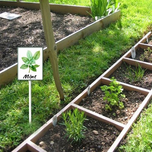 FemiaD Plant Label Signs Planted Herb Garden Markers Waterproof Aluminum Plant Stake Tags Mint Sign for Nursery Indoor Outdoor Garden Decoration 4.6x6inch