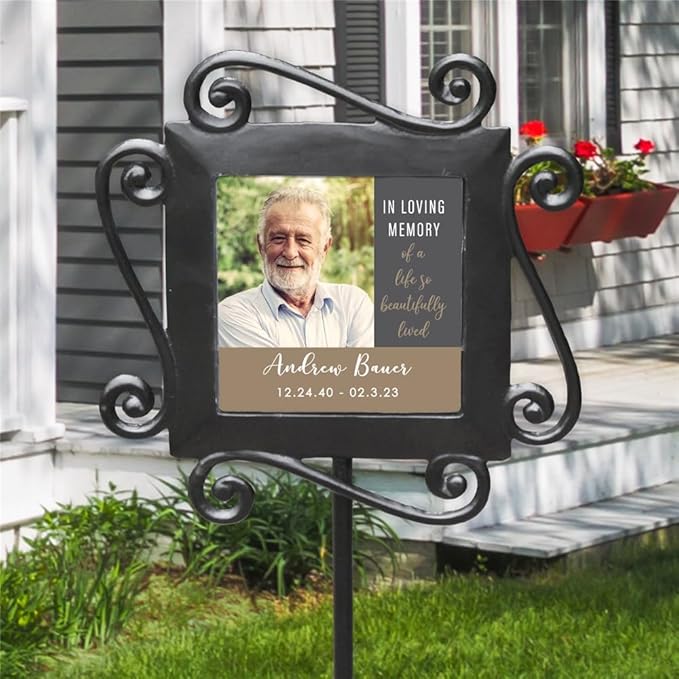 Beautiful Life Personalized Memorial Garden Stake with Photo