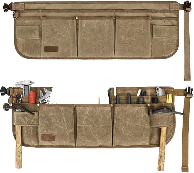 Tool Belt Pouches for Men Utility Belt Electrician Tool Bag Canvas Gardening Waist Tool Pouch with 13 Pockets for Men Women Carpenters Electricians Mechanics, Adjustable