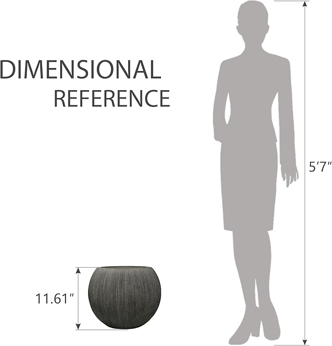 11.8 H x 14.5" Dia (8.9" Pot Opening) Plastic Round Vintage Black Planters for Outdoor Plants, Resin Flower Pot for Indoor and Outdoor Plants, Plant Pot with Drainage Holes and Plug for Patio Garden