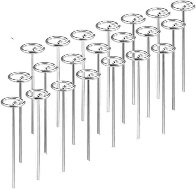50 Pack Circle Top Landscape Fabric Stakes 8 Gauge Landscape Pins, More Holding Power Than U-Shape Garden Staples, 6 Inch Length Garden Stakes Not Easy to Bend, Yard Lawn Spikes for Plant Cover