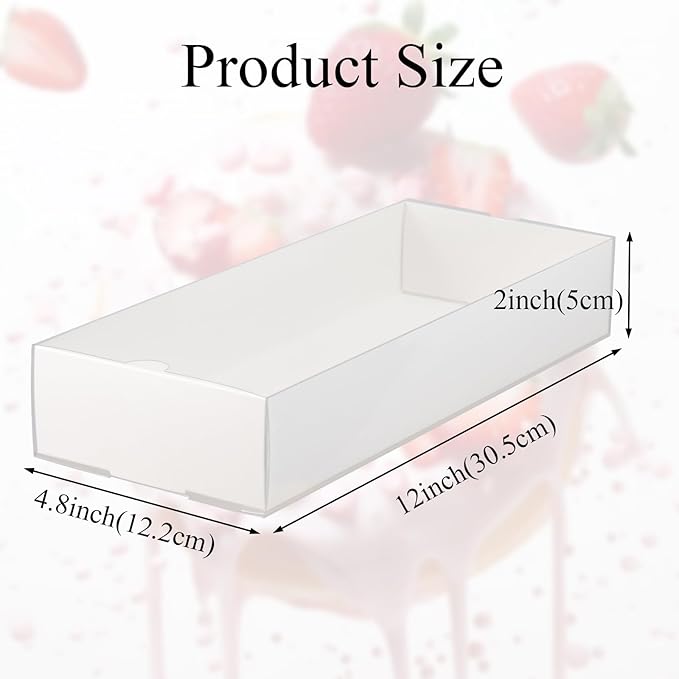 RomanticBaking 20PCS Strawberry Boxes Cookie Boxes Bakery Boxes Treat Boxes for Christmas Valentine's Wedding(12"x4.8"x2")