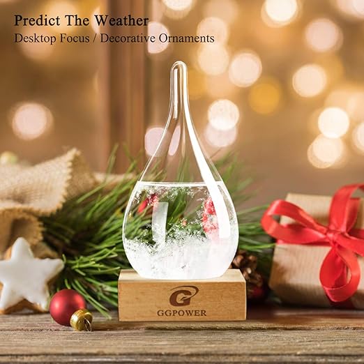 Storm Glass Weather Predictor,Christmas Snow Globe Storm Glass Barometer Weather Predictor, Home and Office Decorative Glass Bottles, Christmas Unique Gifts for Her
