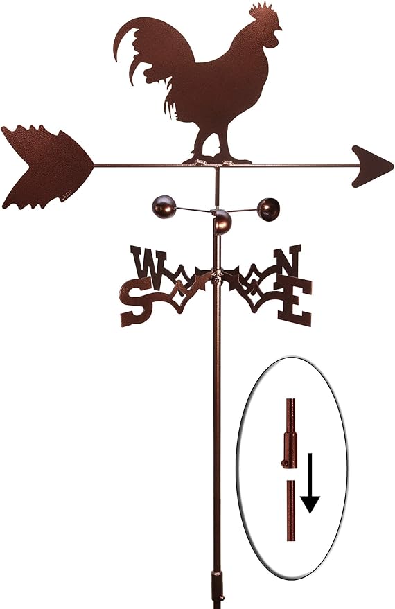 SWEN Products Rooster Chicken Weathervane (Garden Stake Included)