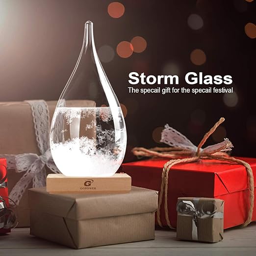 Storm Glass Weather Station, Weather Forecaster, Drop-Shaped Glass Barometer, Christmas Decorations Glasss Bottles for Home and Office,Scandinavian Style Decorative Weather Gifts