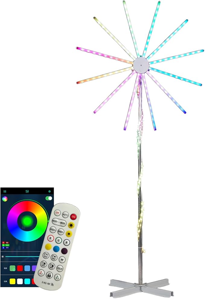 VINGLI 8.3FT Multicolor Firework Light, Color Changing LED Windmill with Gradient Effects & Adjustable Modes, Electronic Holiday Decor for Outdoor Pathway Lawn Yard Christmas Thanksgiving