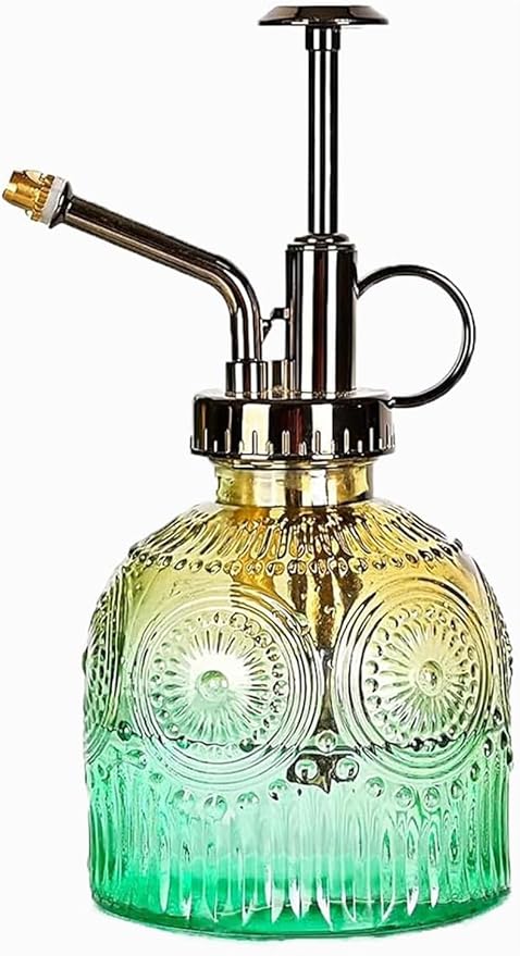 Glass Plant Mister Spray Bottle, Vintage Plant Spritzer, Succulent Watering Bottle Glass with Top Pump, Small Plants Sprayer Watering Can for Indoor Outdoor House