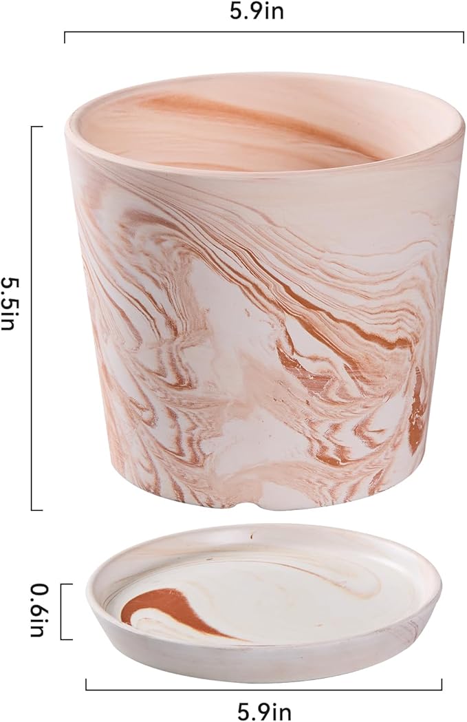 6 in Flower Planters Indoor, Modern Red Terra Cotta Plant Pot, Succulents Containers with Drain Hole Saucer, Decorate Home, Office, Outdoor/Garden Plants