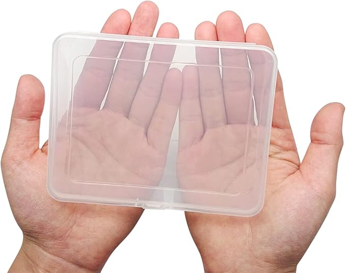 Goiio 6 Pcs Mini Plastic Storage Containers Box with Lid, 5x4x1.3 Inches Clear Rectangle Box for Collecting Small Items, Beads, Game Pieces, Business Cards, Crafts Accessories